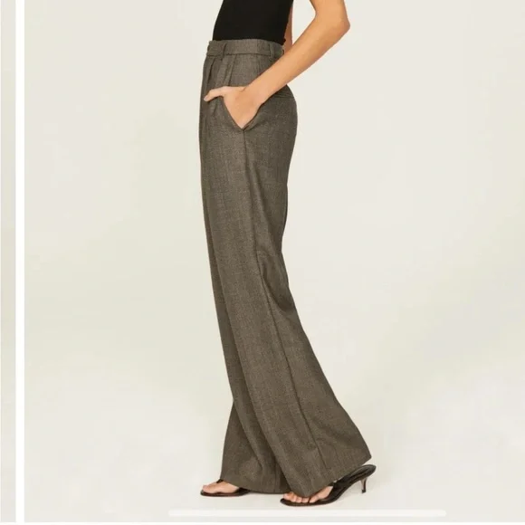 Reformation Brown Plaid Wide-Leg Pants - Picture 6 of 7